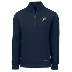 Milwaukee Brewers Cutter & Buck Roam Eco Recycled Quarter-Zip Pullover - Navy