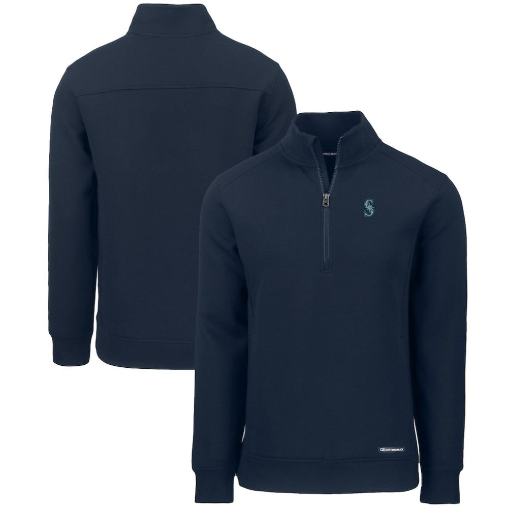 Seattle Mariners Cutter & Buck Roam Eco Recycled Quarter-Zip Pullover - Navy