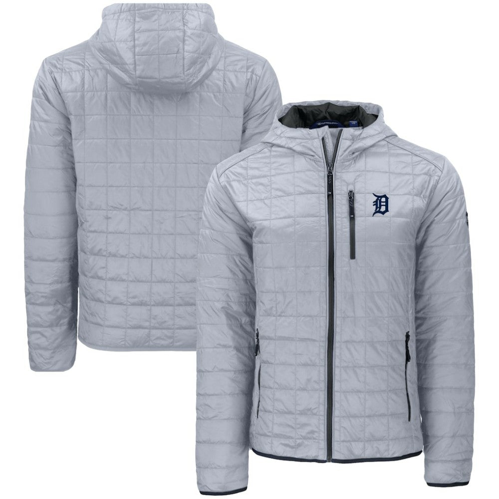 Detroit Tigers Cutter & Buck Rainier Primaloft Eco Full-Zip Hooded Jacket - Gray