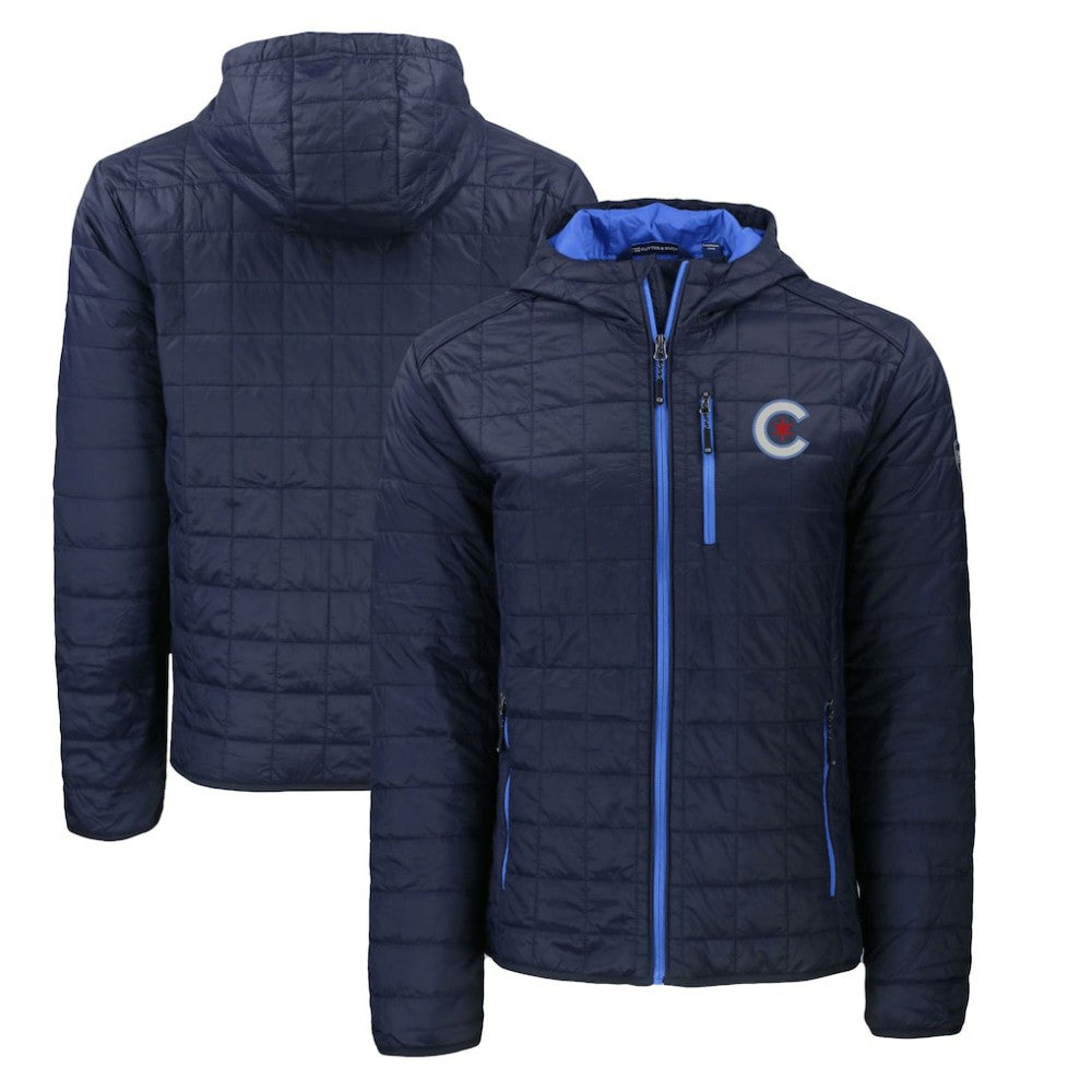 Chicago Cubs Cutter & Buck City Connect Rainier Primaloft Eco Full-Zip Hooded Jacket - Navy