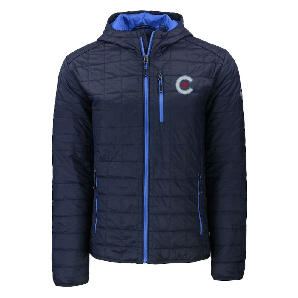 Chicago Cubs Cutter & Buck City Connect Rainier Primaloft Eco Full-Zip Hooded Jacket - Navy