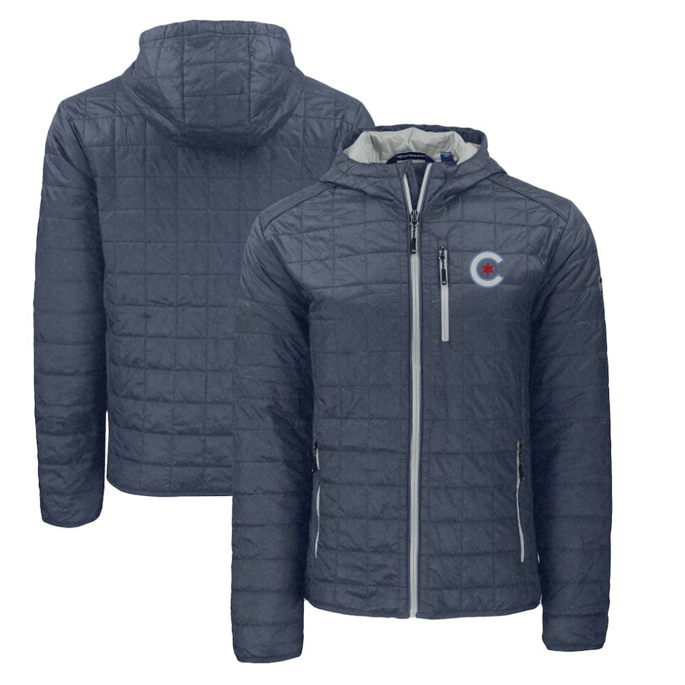 Chicago Cubs Cutter & Buck City Connect Rainier Primaloft Eco Full-Zip Hooded Jacket - Anthracite
