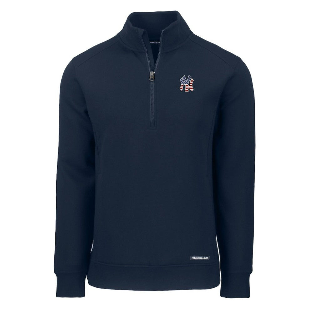 New York Yankees Cutter & Buck Americana Roam Eco Recycled Quarter-Zip Sweatshirt - Navy