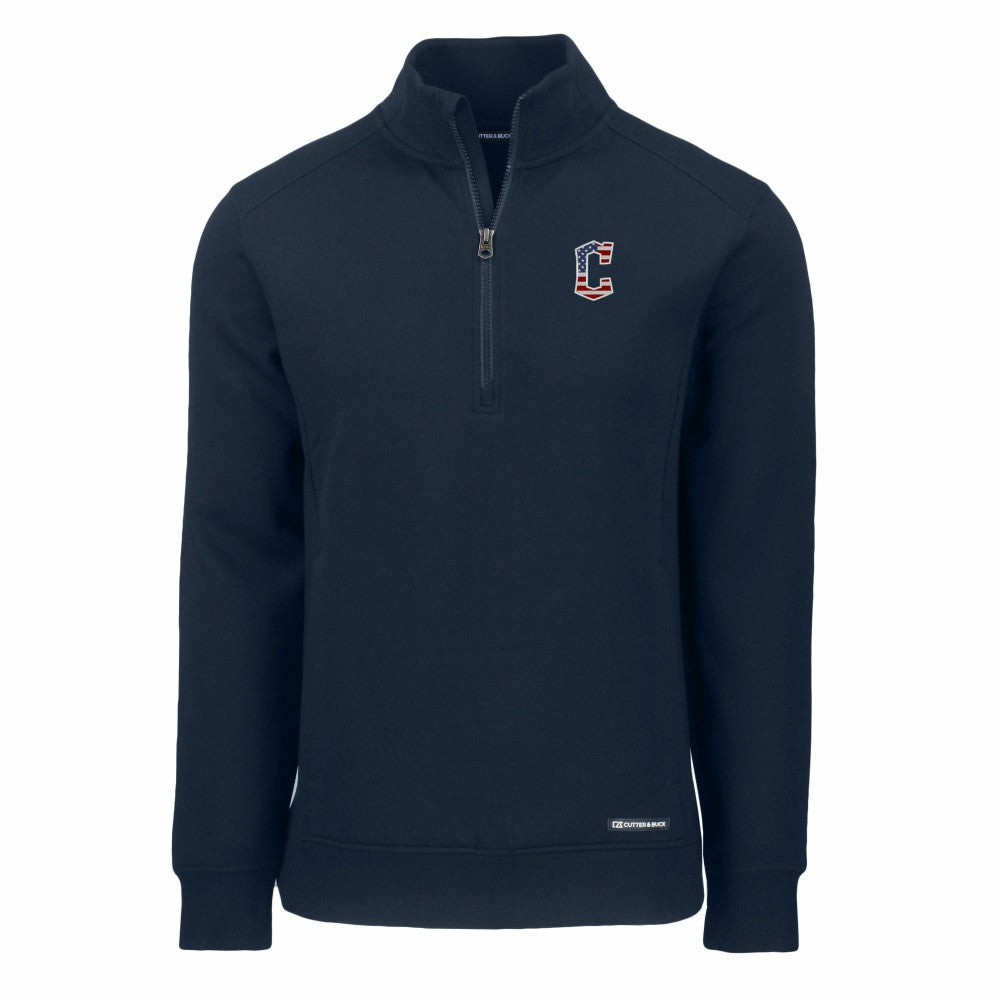 Cleveland Guardians Cutter & Buck Americana Roam Eco Recycled Quarter-Zip Sweatshirt - Navy