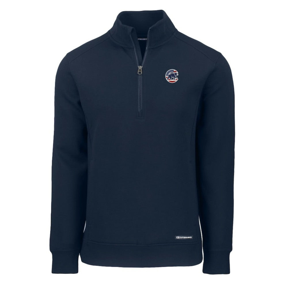 Chicago Cubs Cutter & Buck Americana Roam Eco Recycled Quarter-Zip Sweatshirt - Navy