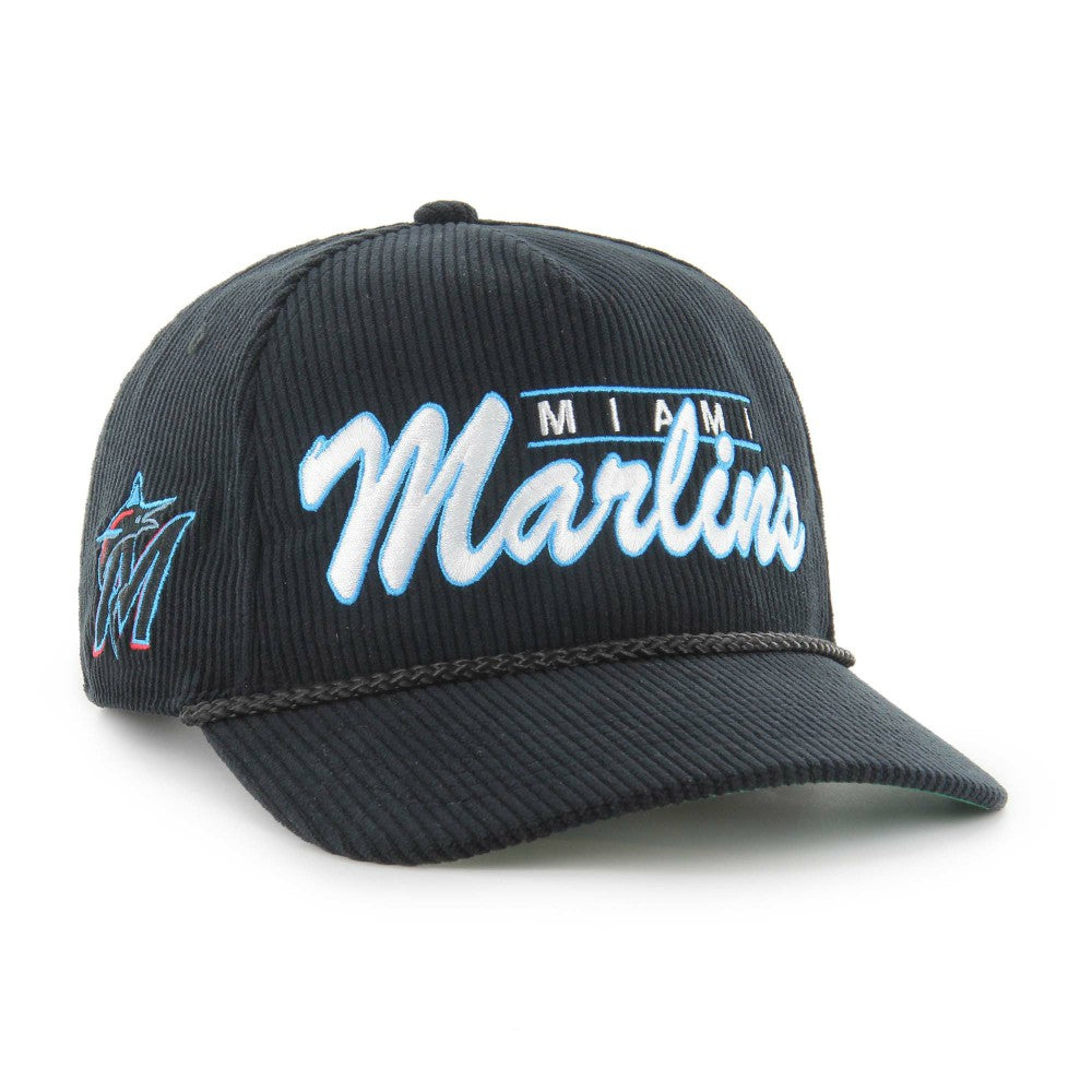 Miami Marlins Corduroy Hitch Adjustable Hat - Black | 47 brand