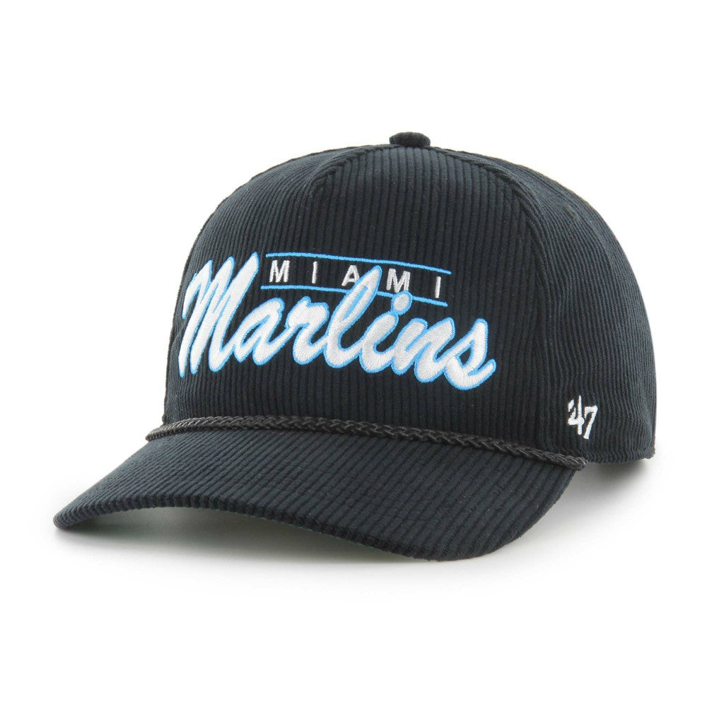 Miami Marlins Corduroy Hitch Adjustable Hat - Black | 47 brand