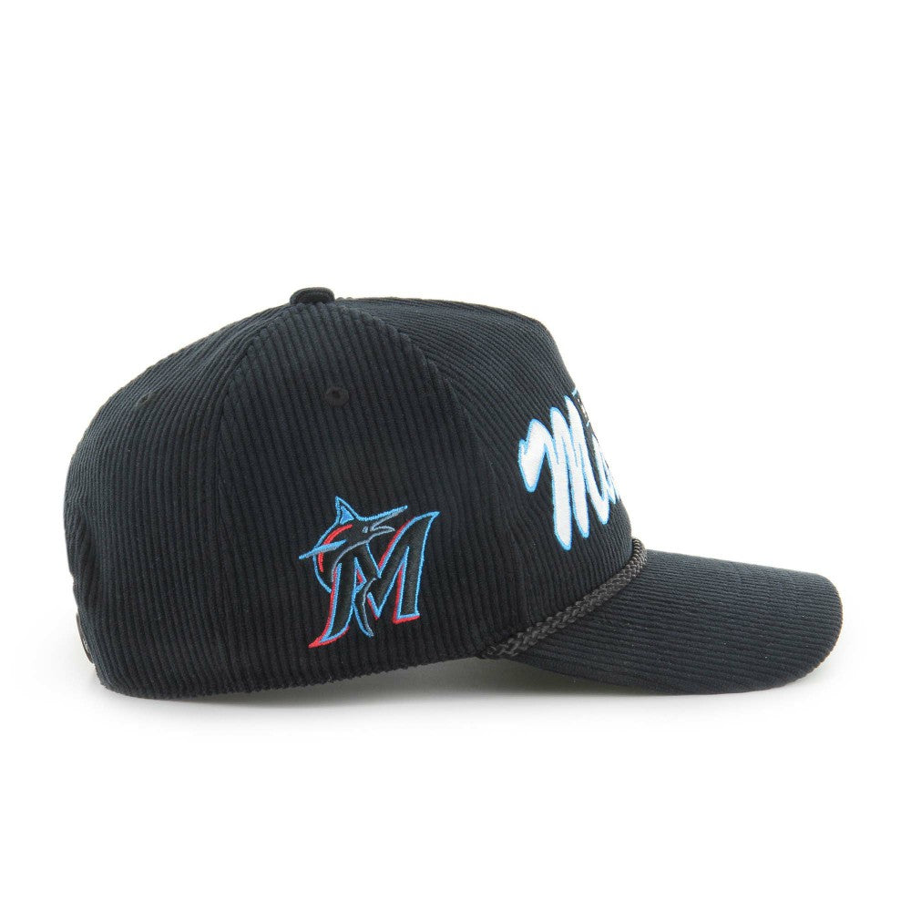 Miami Marlins Corduroy Hitch Adjustable Hat - Black | 47 brand