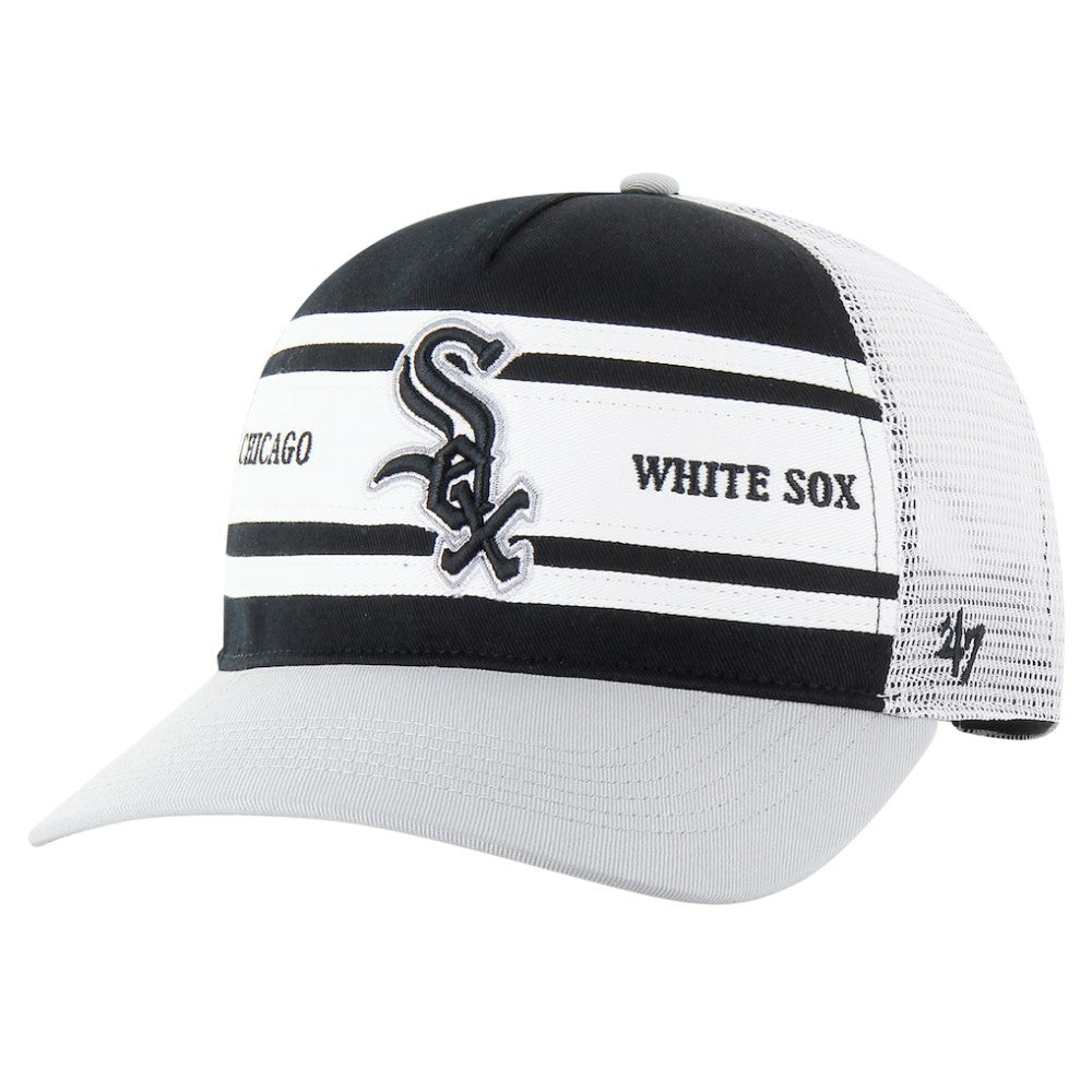 Chicago White Sox Gridiron Super Stripe Relaxed Trucker Hitch Adjustable Hat - Black | 47 brand