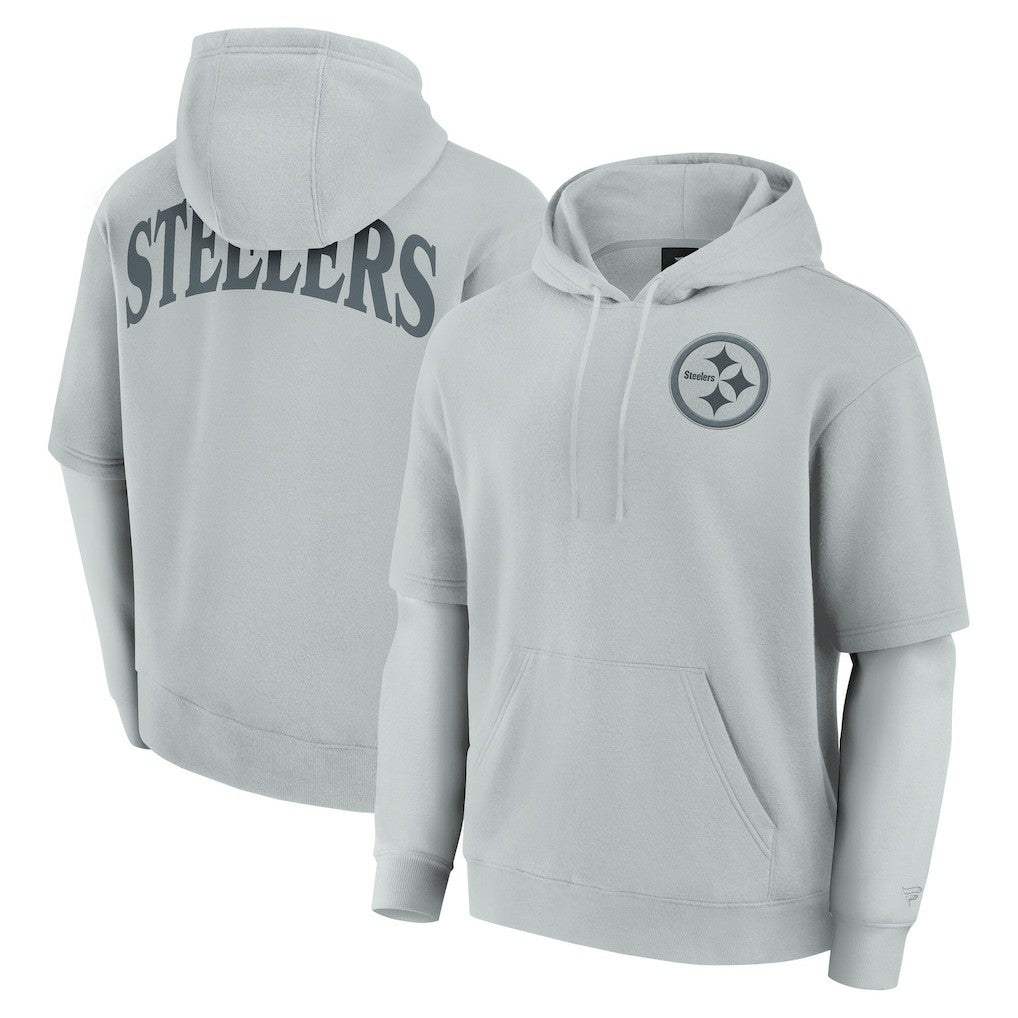 Pittsburgh Steelers Unisex Sleek Elements Pullover Hoodie - Gray for sale