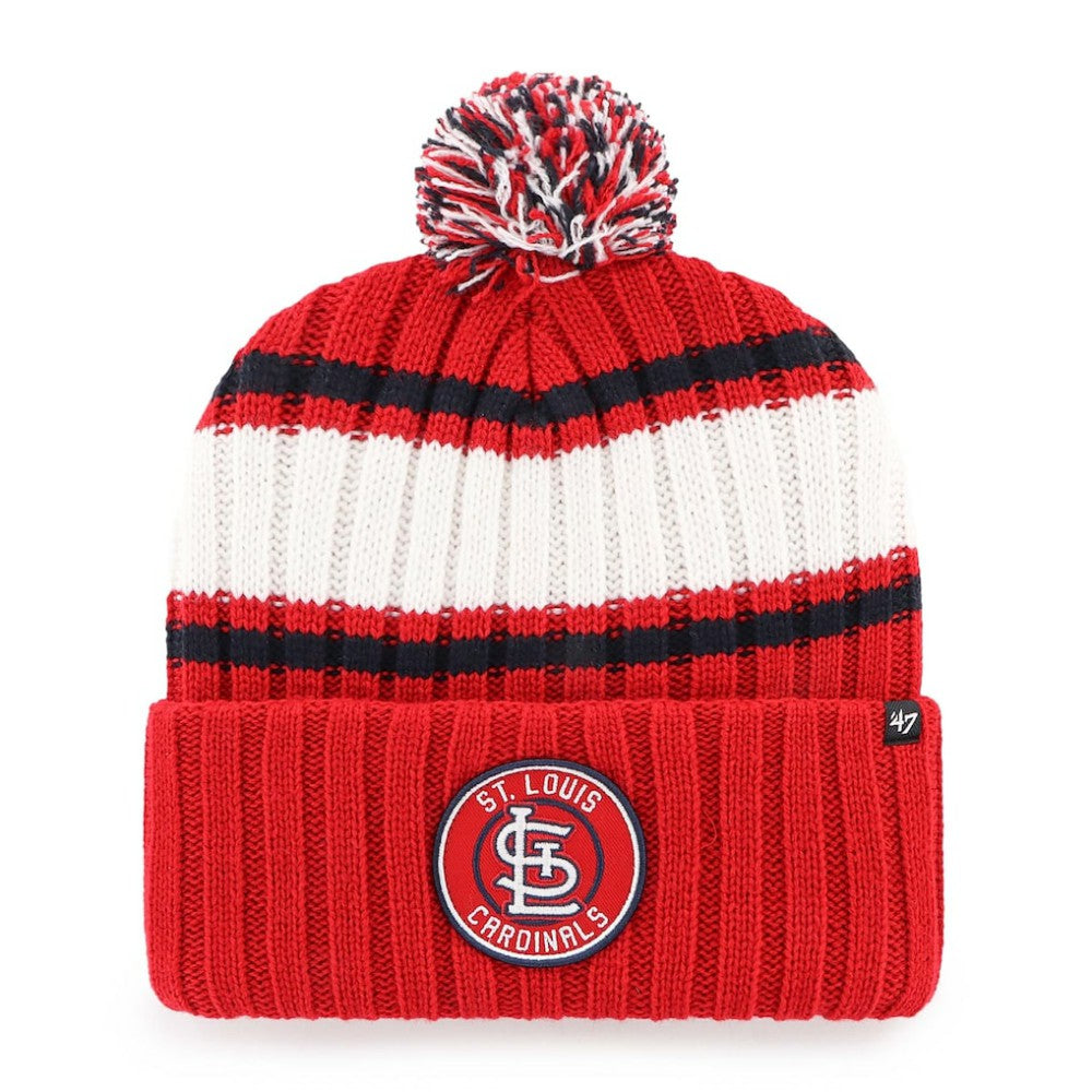 St. Louis Cardinals Plateau Cuffed Knit Hat with Pom - Red | 47 brand