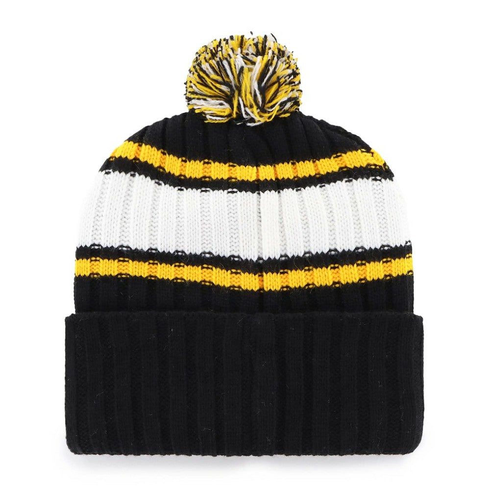 Pittsburgh Pirates Plateau Cuffed Knit Hat with Pom - Black | 47 brand