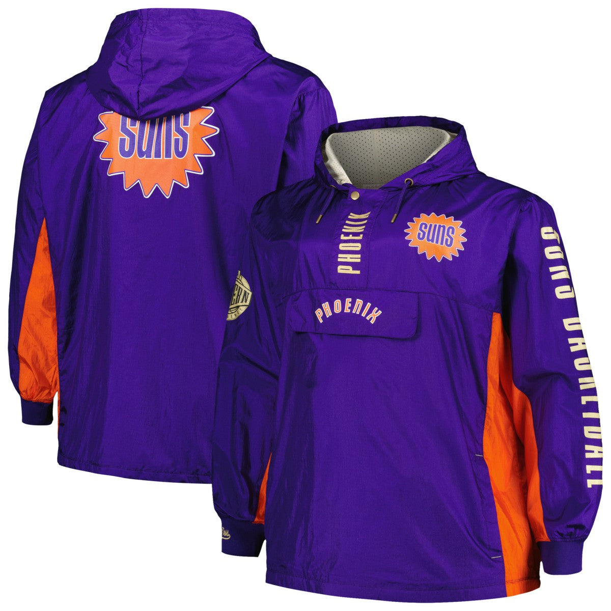 Phoenix Suns Big & Tall Hardwood Classics Team OG 2.0 Anorak Hoodie Quarter-Zip Windbreaker Jacket - Purple | Mitchell & Ness for sale
