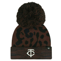 Minnesota Twins Women's Rosette Cuffed Knit Hat with Pom - Brown | 47 brand