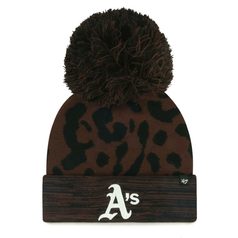 Athletics Women's Rosette Cuffed Knit Hat with Pom - Brown | 47 brand
