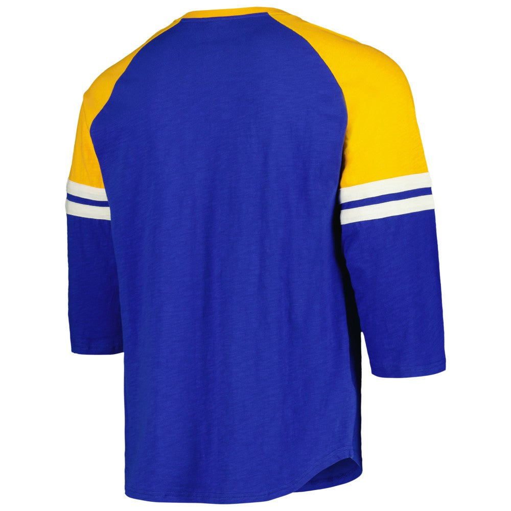 Milwaukee Brewers Cooperstown Collection Legendary Raglan Slub Henley 3/4-Sleeve T-Shirt - Royal | Mitchell & Ness