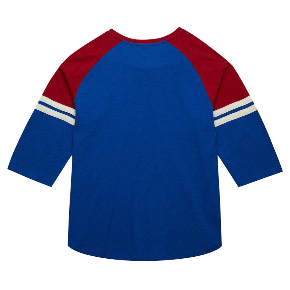Atlanta Braves Cooperstown Collection Legendary Raglan Slub Henley 3/4-Sleeve T-Shirt - Royal | Mitchell & Ness
