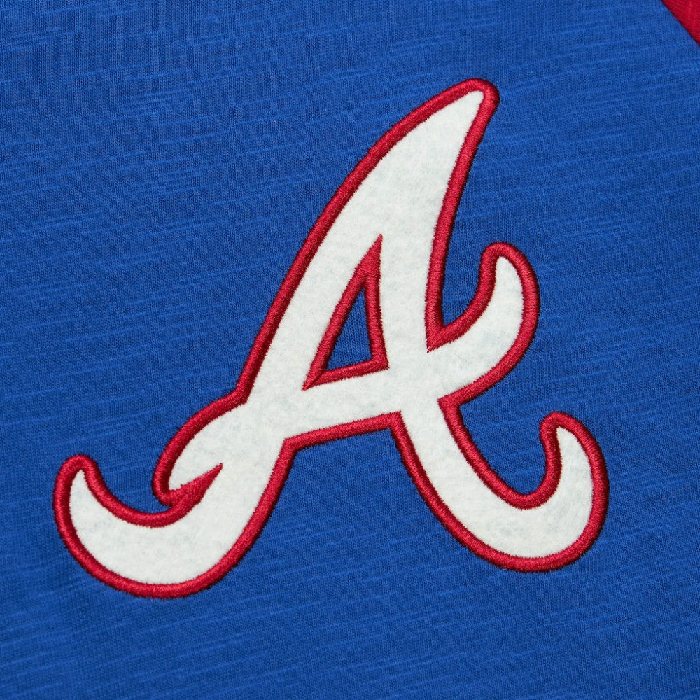 Atlanta Braves Cooperstown Collection Legendary Raglan Slub Henley 3/4-Sleeve T-Shirt - Royal | Mitchell & Ness