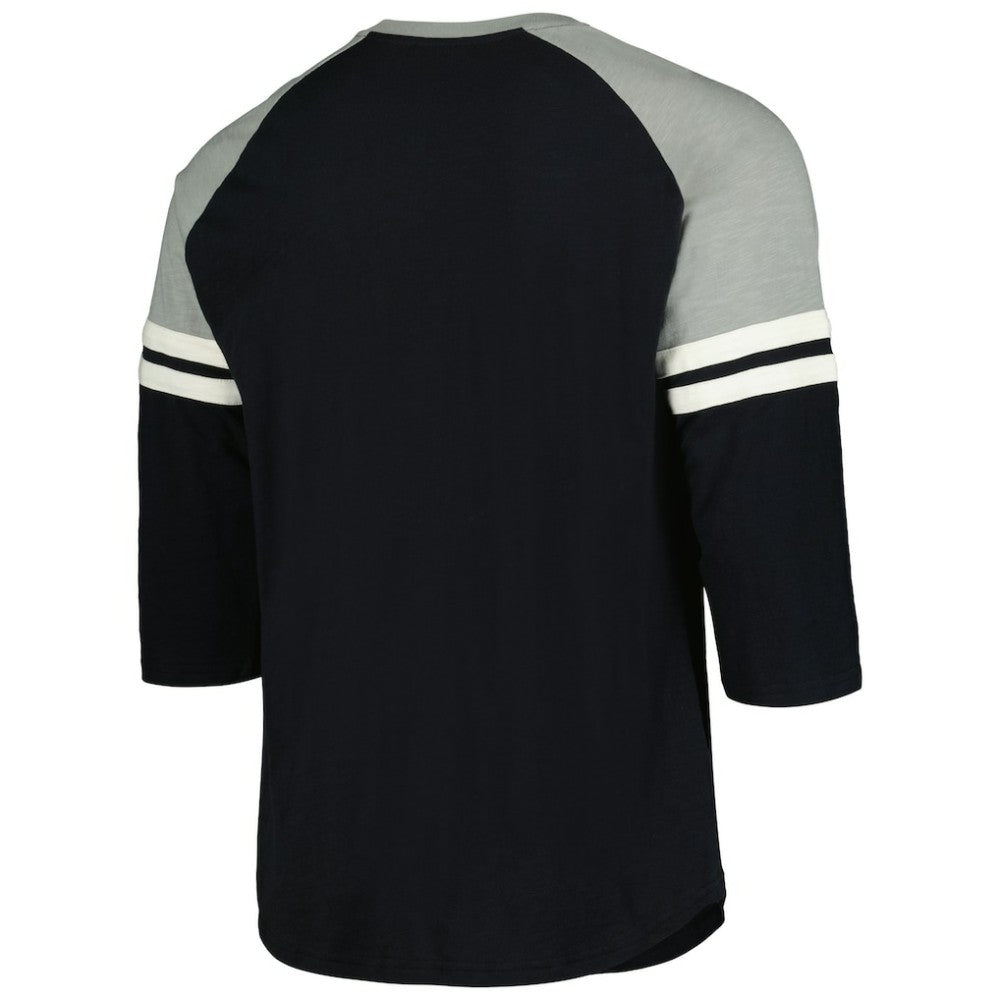 Chicago White Sox Cooperstown Collection Legendary Raglan Slub Henley 3/4-Sleeve T-Shirt - Black | Mitchell & Ness