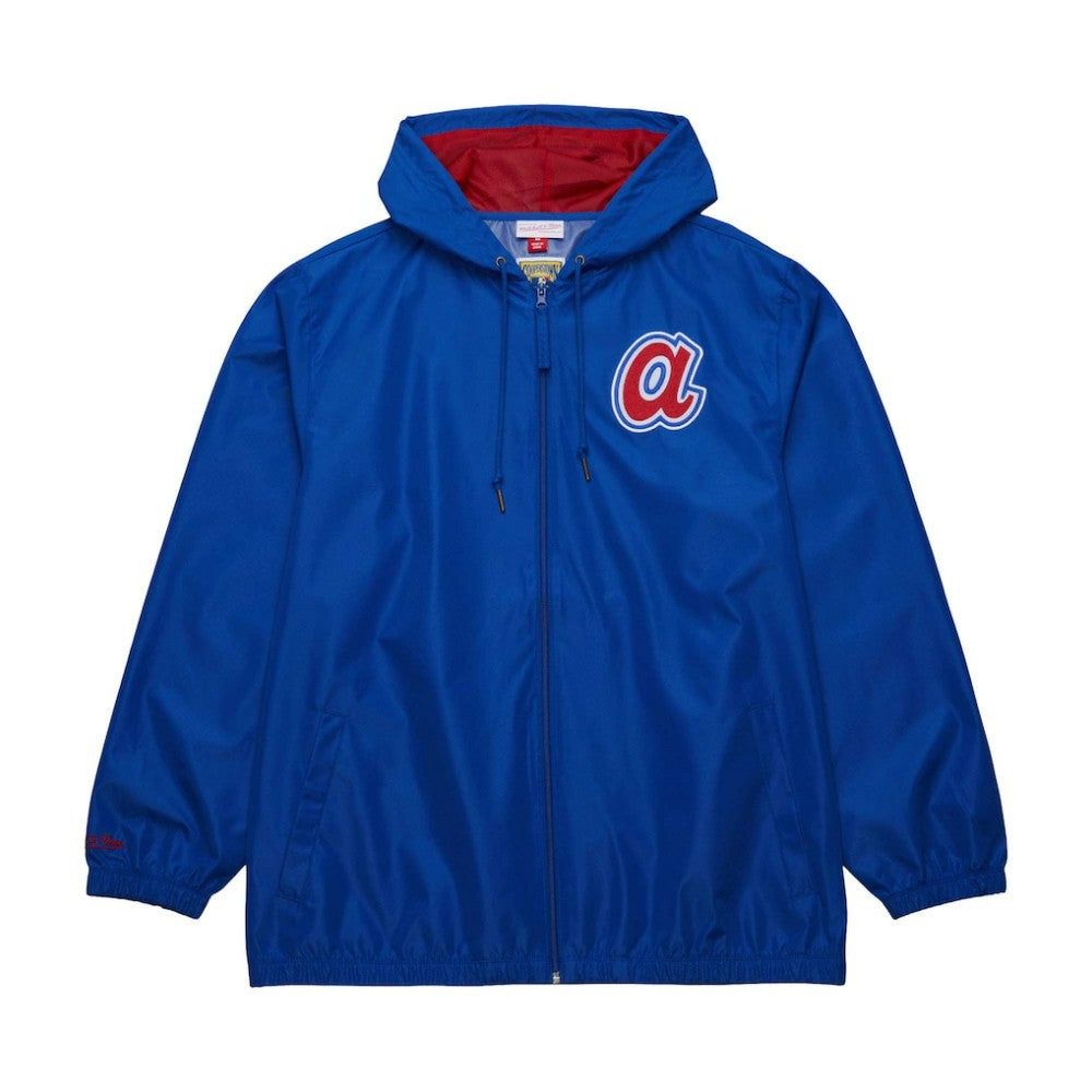 Atlanta Braves Cooperstown Collection Vintage Logo Full-Zip Hoodie Windbreaker Jacket - Royal | Mitchell & Ness