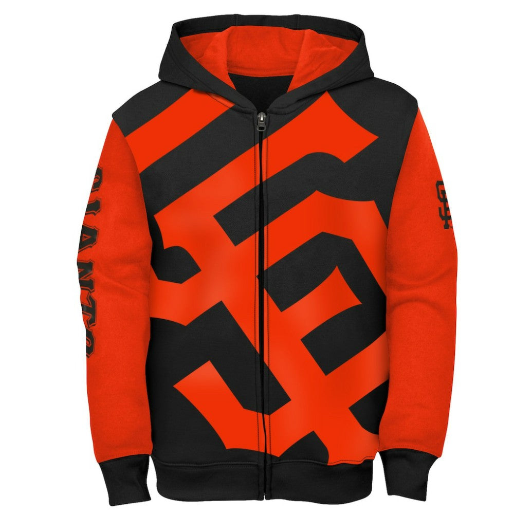 San Francisco Giants Youth Postcard Full-Zip Hoodie Jacket - Black/Orange