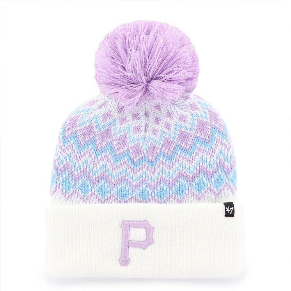 Pittsburgh Pirates Girls Youth Elsa Cuffed Knit Hat with Pom   - White | 47 brand