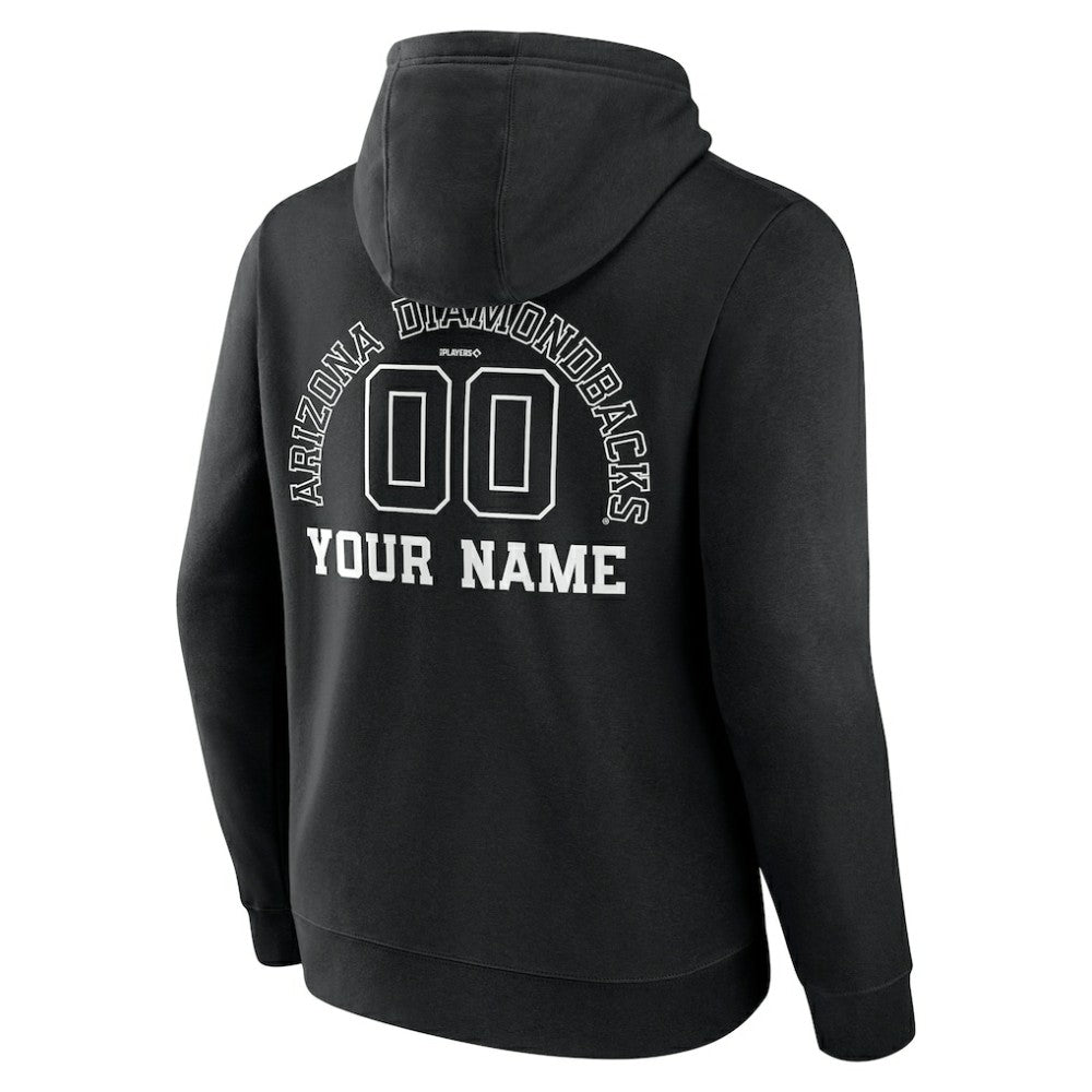 Arizona Diamondbacks Monochrome Personalized Name & Number Pullover Hoodie - Black