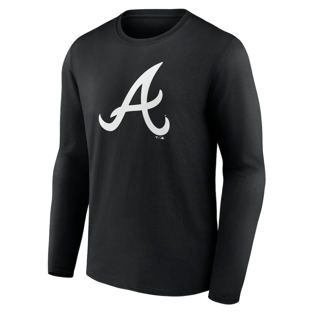 Atlanta Braves Monochrome Personalized Name & Number Long Sleeve T-Shirt - Black