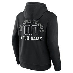 Atlanta Braves Monochrome Personalized Name & Number Pullover Hoodie - Black