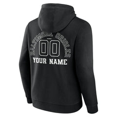 Baltimore Orioles Monochrome Personalized Name & Number Pullover Hoodie - Black