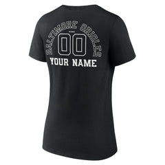 Baltimore Orioles Women's Monochrome Personalized Name & Number V-Neck T-Shirt - Black
