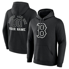 Boston Red Sox Monochrome Personalized Name & Number Pullover Hoodie - Black