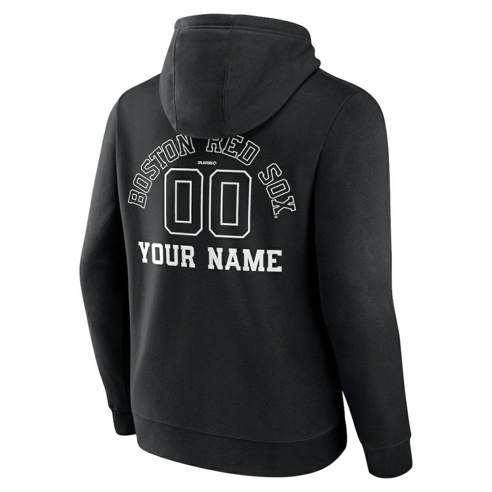 Boston Red Sox Monochrome Personalized Name & Number Pullover Hoodie - Black