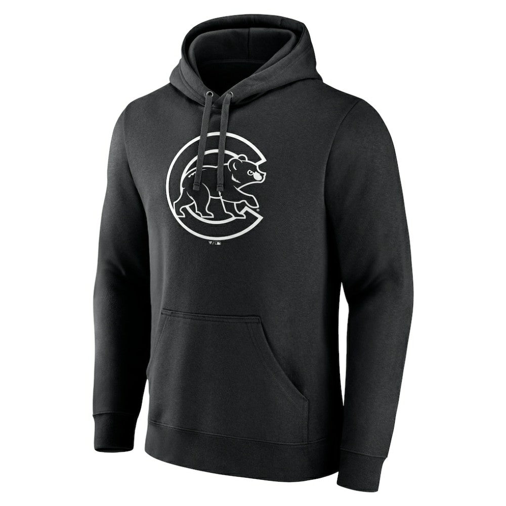 Chicago Cubs Monochrome Personalized Name & Number Pullover Hoodie - Black