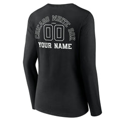 Chicago White Sox Women's Monochrome Personalized Name & Number Long Sleeve V-Neck T-Shirt - Black