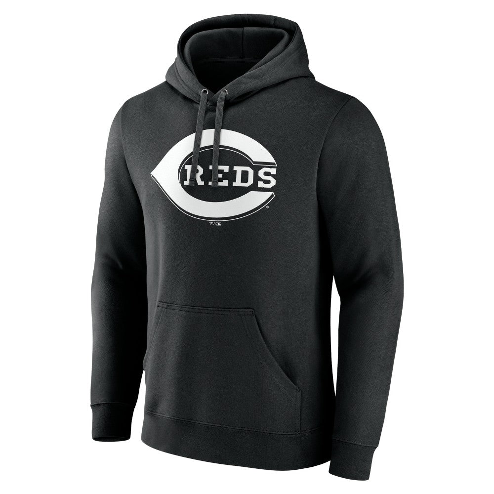 Cincinnati Reds Monochrome Personalized Name & Number Pullover Hoodie - Black