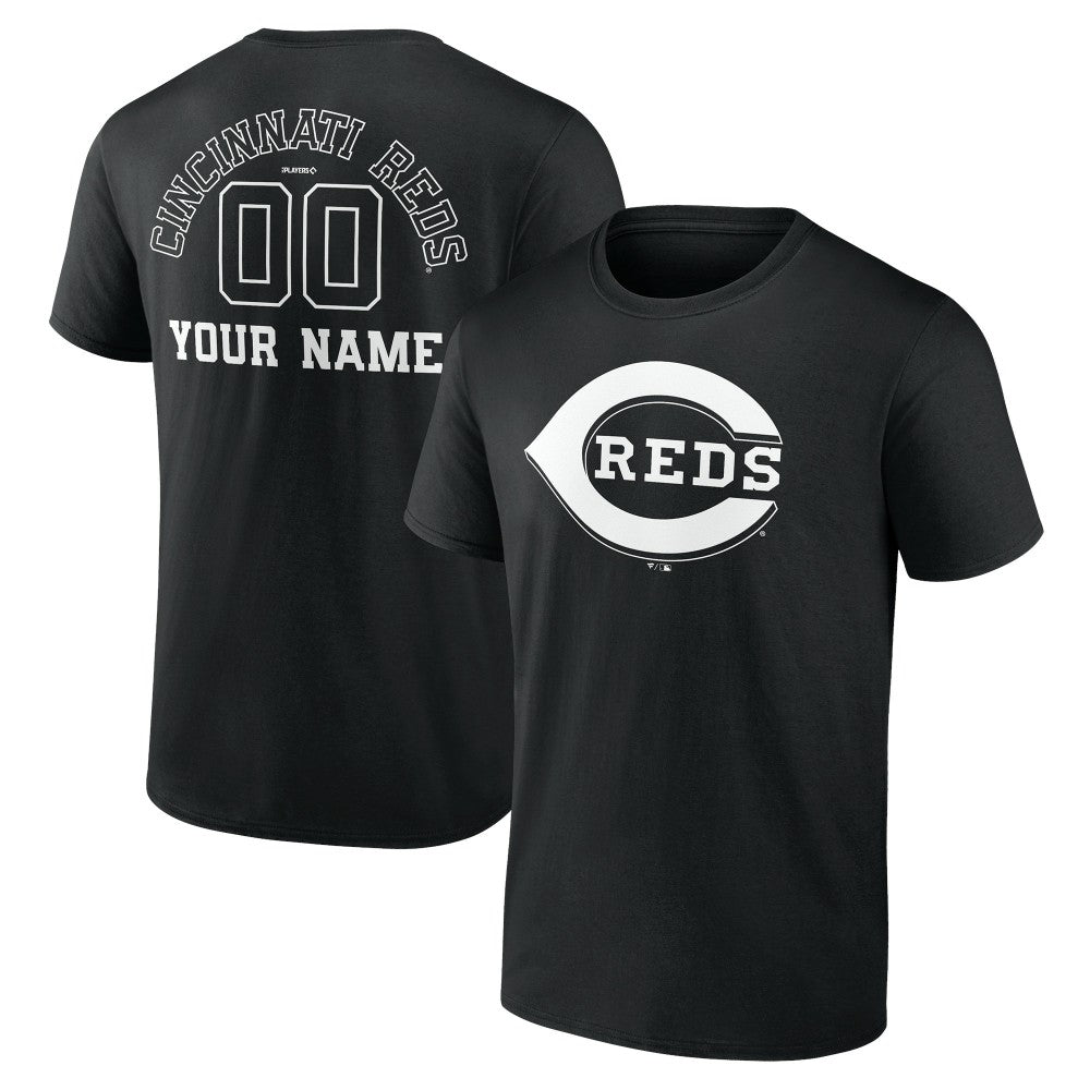 Cincinnati Reds Monochrome Personalized Name & Number T-Shirt - Black