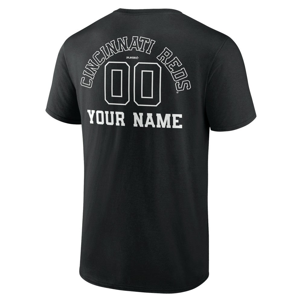 Cincinnati Reds Monochrome Personalized Name & Number T-Shirt - Black