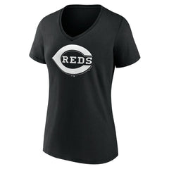 Cincinnati Reds Women's Monochrome Personalized Name & Number V-Neck T-Shirt - Black