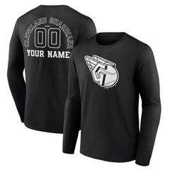 Cleveland Guardians Monochrome Personalized Name & Number Long Sleeve T-Shirt - Black