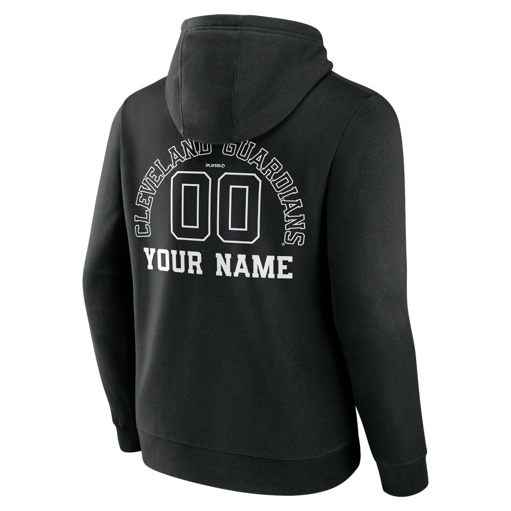 Cleveland Guardians Monochrome Personalized Name & Number Pullover Hoodie - Black