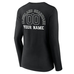 Cleveland Guardians Women's Monochrome Personalized Name & Number Long Sleeve V-Neck T-Shirt - Black