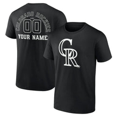 Colorado Rockies Monochrome Personalized Name & Number T-Shirt - Black