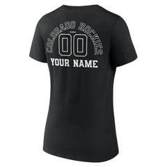 Colorado Rockies Women's Monochrome Personalized Name & Number V-Neck T-Shirt - Black