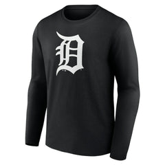 Detroit Tigers Monochrome Personalized Name & Number Long Sleeve T-Shirt - Black