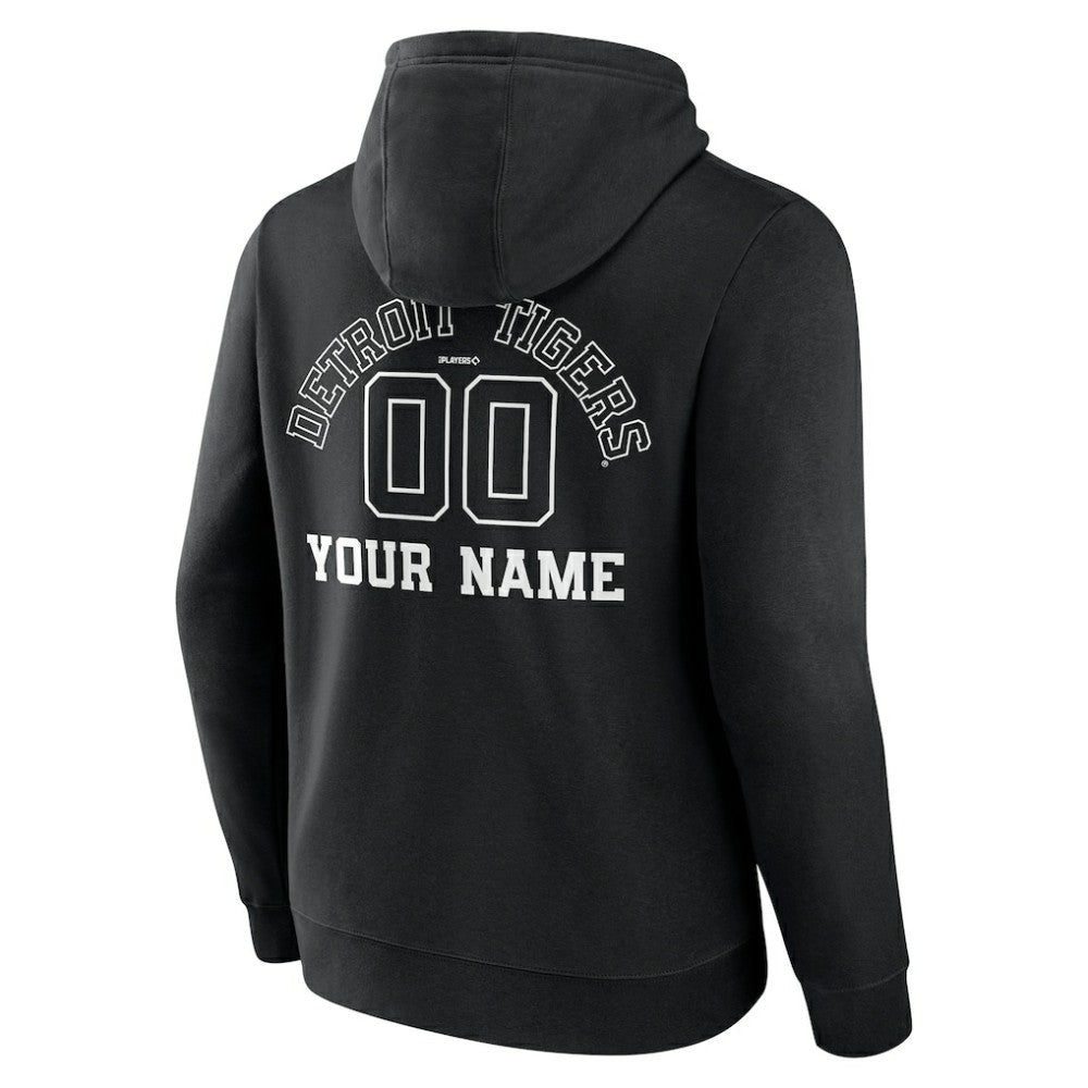 Detroit Tigers Monochrome Personalized Name & Number Pullover Hoodie - Black