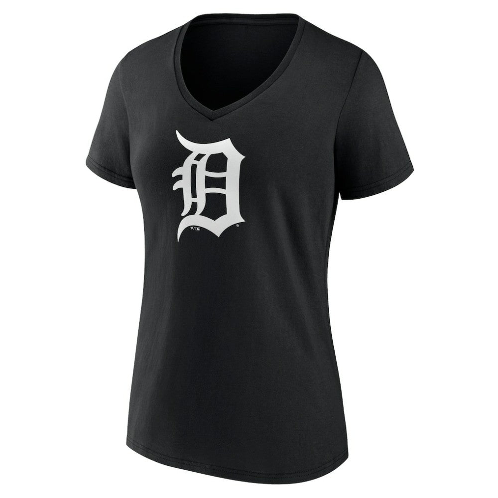Detroit Tigers Women's Monochrome Personalized Name & Number V-Neck T-Shirt - Black