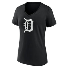 Detroit Tigers Women's Monochrome Personalized Name & Number V-Neck T-Shirt - Black