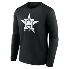 Houston Astros Monochrome Personalized Name & Number Long Sleeve T-Shirt - Black