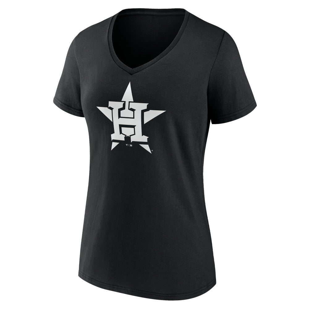 Houston Astros Women's Monochrome Personalized Name & Number V-Neck T-Shirt - Black